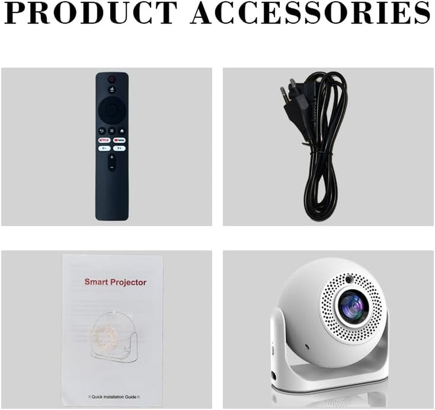 JY360 Video Projector - 350 ANSI,1080P, Wifi & Bluetooth! This Mini Portable Projector with Android 13 Features Auto Keystone, Autofocus & 180° Rotation