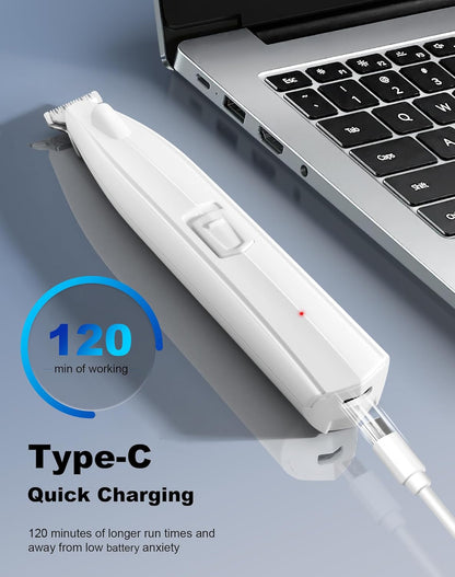 Dog Paw Trimmer for Grooming, Cordless Electric Dog Clippers with LED Light, Rechargeable Low Noise Small Pet Shaver for Trimming Cat'S Hair around Eyes, Faces, Ears, Paws, Rump(White)