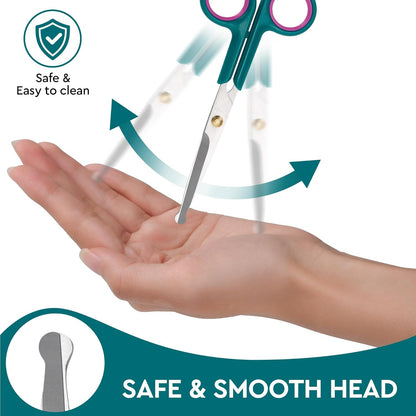 Professional Dog and Cat Grooming Scissors, Pet Grooming Shears, Sharp Stainless Steel Blade with round Tips - Safety Fur Trimming for Dogs, Cats (Set of 2)