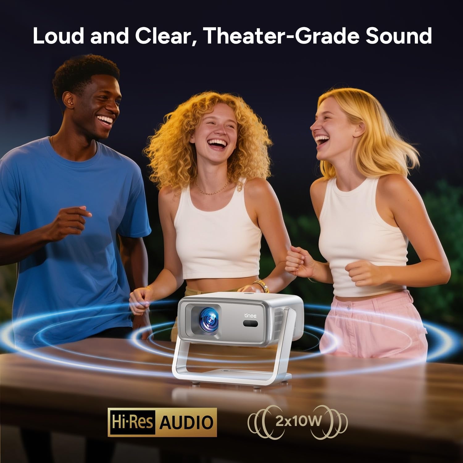 4K Projector with Wifi and Bluetooth, 1800 ANSI Outdoor Smart Projector 4K Auto Focus & Voice Control, Built-In 10,000+ Apps Native 1080P Proyector for Home Movie