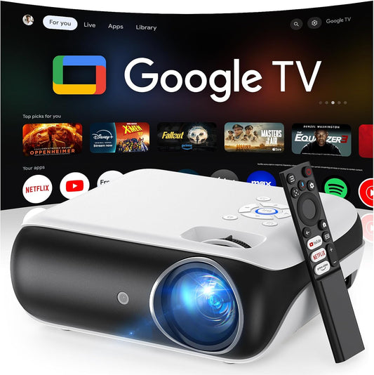 Official Licensed Google TV Smart Projector,  4K UHD Home Theater with Dolby Sound, Wi-Fi & Bluetooth, Built-In Streaming Apps, Compatible with Games Consoles & Smartphone, Indoor & Outdoor Use
