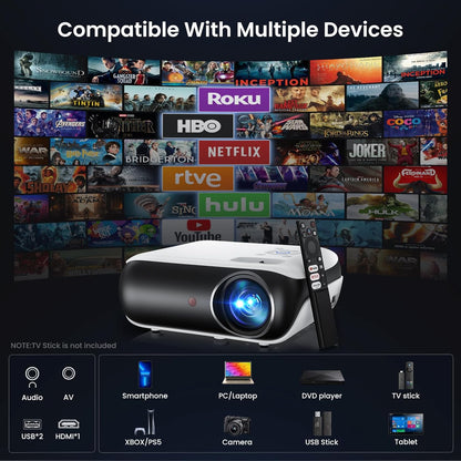 Official Licensed Google TV Smart Projector,  4K UHD Home Theater with Dolby Sound, Wi-Fi & Bluetooth, Built-In Streaming Apps, Compatible with Games Consoles & Smartphone, Indoor & Outdoor Use