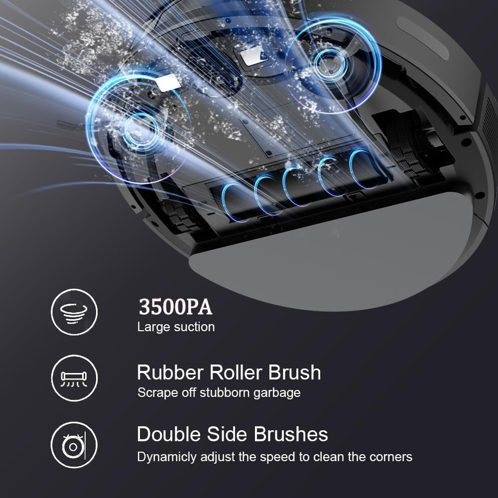 Robot Vacuum and Mop Combo, Voice/App/Remote Smart Control, 2 in 1 Robotic Vacuum, Self-Charging, Powerful Suction & Quiet，Roller Brush for Low Pile Carpet, Hard Floor, Pet Hair