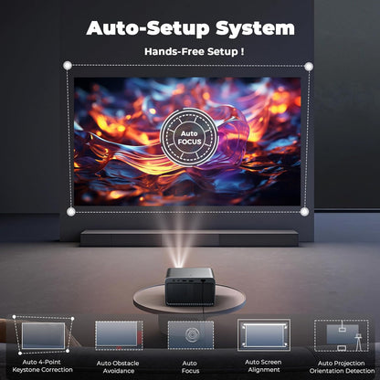 Projector with Wifi and Bluetooth: [1400 ANSI /Ai Auto Focus/ 800+ Native Apps /Auto 4P Keystone /For Netflix] Outdoor-Projector, 1080P Smart-Portable-Mini-Movie-Projector,  L03Pro with Live TV