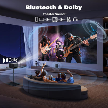 Projector with Wifi and Bluetooth: [1400 ANSI /Ai Auto Focus/ 800+ Native Apps /Auto 4P Keystone /For Netflix] Outdoor-Projector, 1080P Smart-Portable-Mini-Movie-Projector,  L03Pro with Live TV