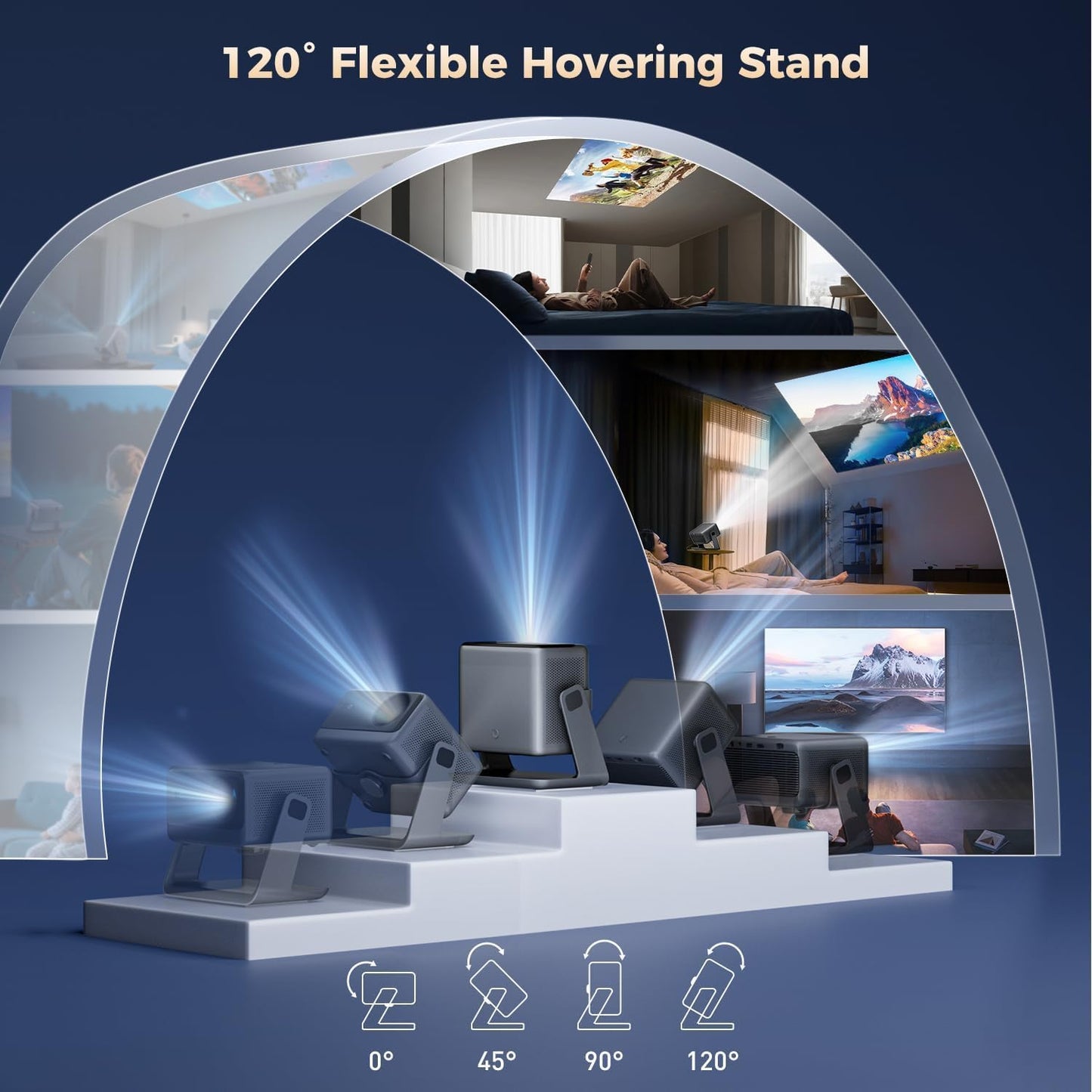 Video Projector with Wifi and Bluetooth, Smart Movie System/ Dolby Audio/ Auto Focus & Keystone Portable Projector, 4K Video Decode & 1080P Native for Home Theater / Outdoor