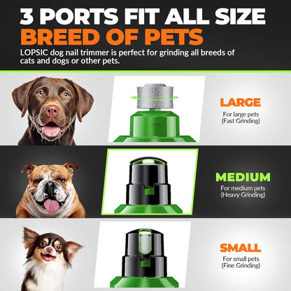 Dog Nail Grinder with 2 LED Lights Powerful 2 Speeds Super Quiet Dog Nail Trimmers with 3 Grinding Wheels Rechargeable Pet Dog Nail Clippers for Large Medium Puppy Dogs Dog Nail File Cat Nail Clipper